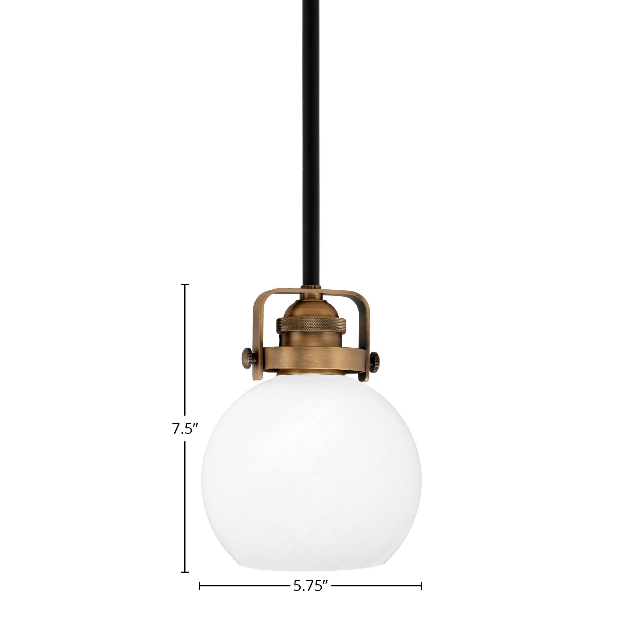 Easton One Light Mini Pendant in Matte Black & Brass with 75" White Marble Shade