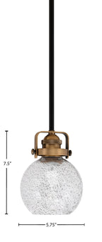 Easton One Light Mini Pendant in Matte Black & Brass with 75" Smoke Bubble Shade