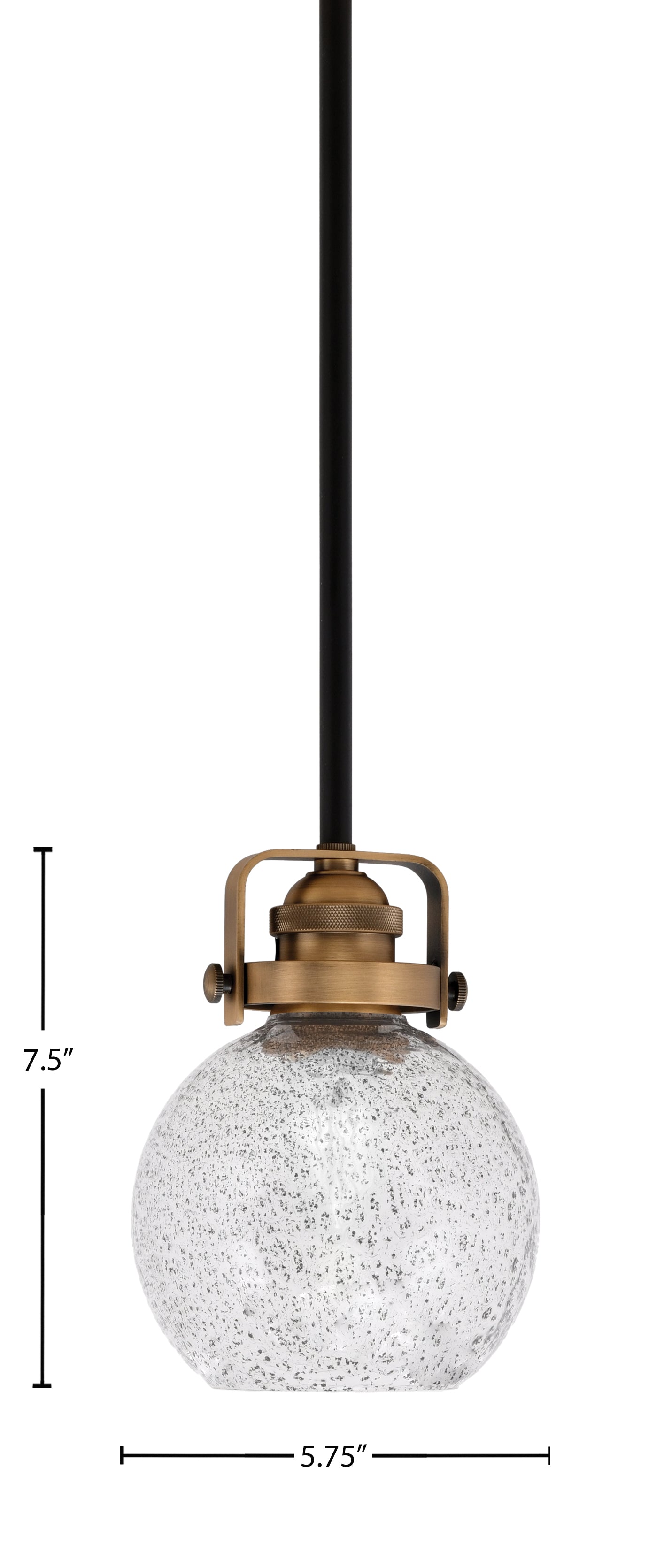 Easton One Light Mini Pendant in Matte Black & Brass with 75" Smoke Bubble Shade