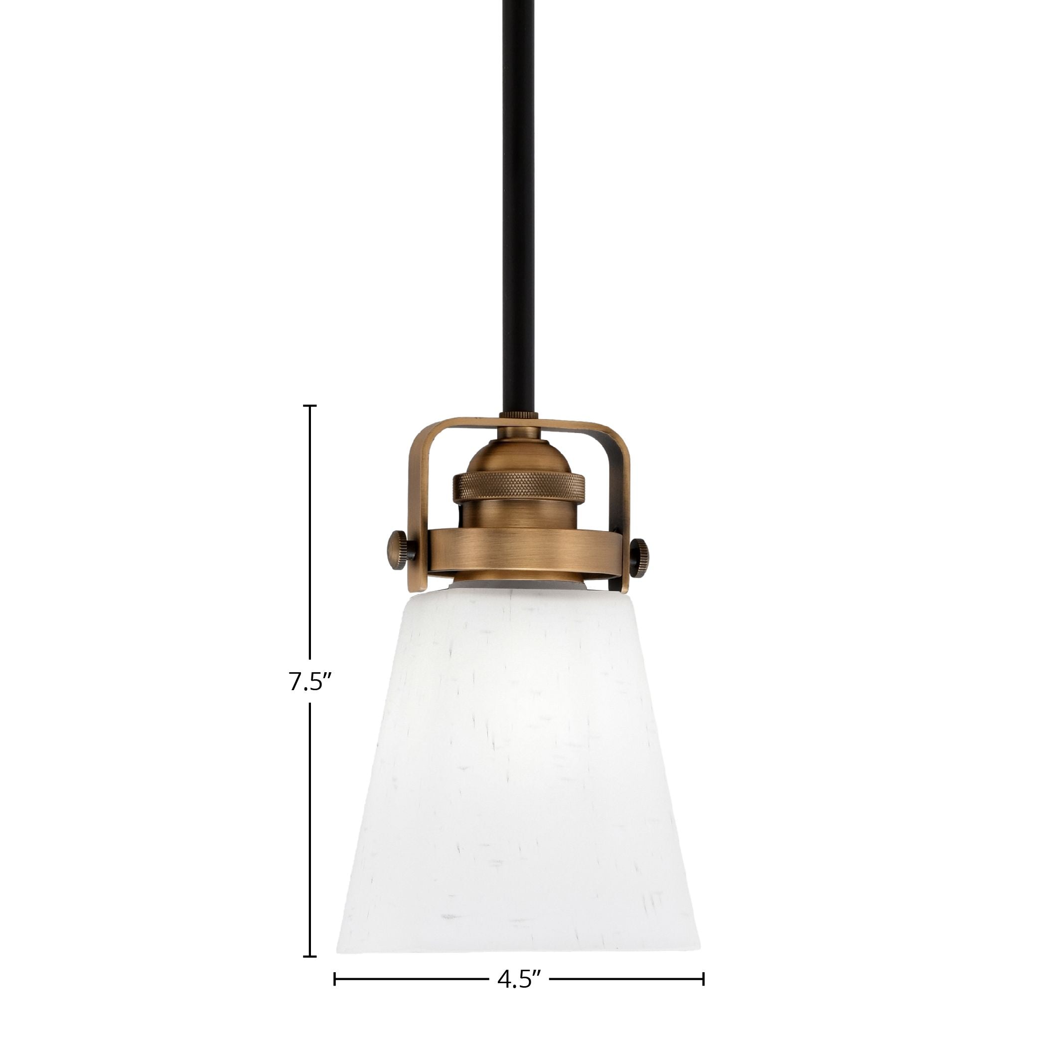 Easton One Light Mini Pendant in Matte Black & Brass with 4.5" Square White Muslin Shade