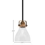 Easton One Light Mini Pendant in Matte Black & Brass with 25" Clear Bubble Shade