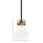 Easton One Light Mini Pendant in Matte Black & Brass with 25" White Marble Shade