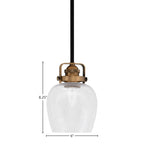 Easton One Light Mini Pendant in Matte Black & Brass with 6" Clear Bubble Shade