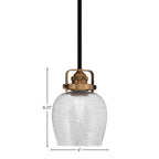 Easton One Light Mini Pendant in Matte Black & Brass with 6" Smoke Bubble Shade