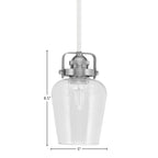 Easton One Light Mini Pendant in White & Brushed Nickel with 5" Clear Bubble Shade