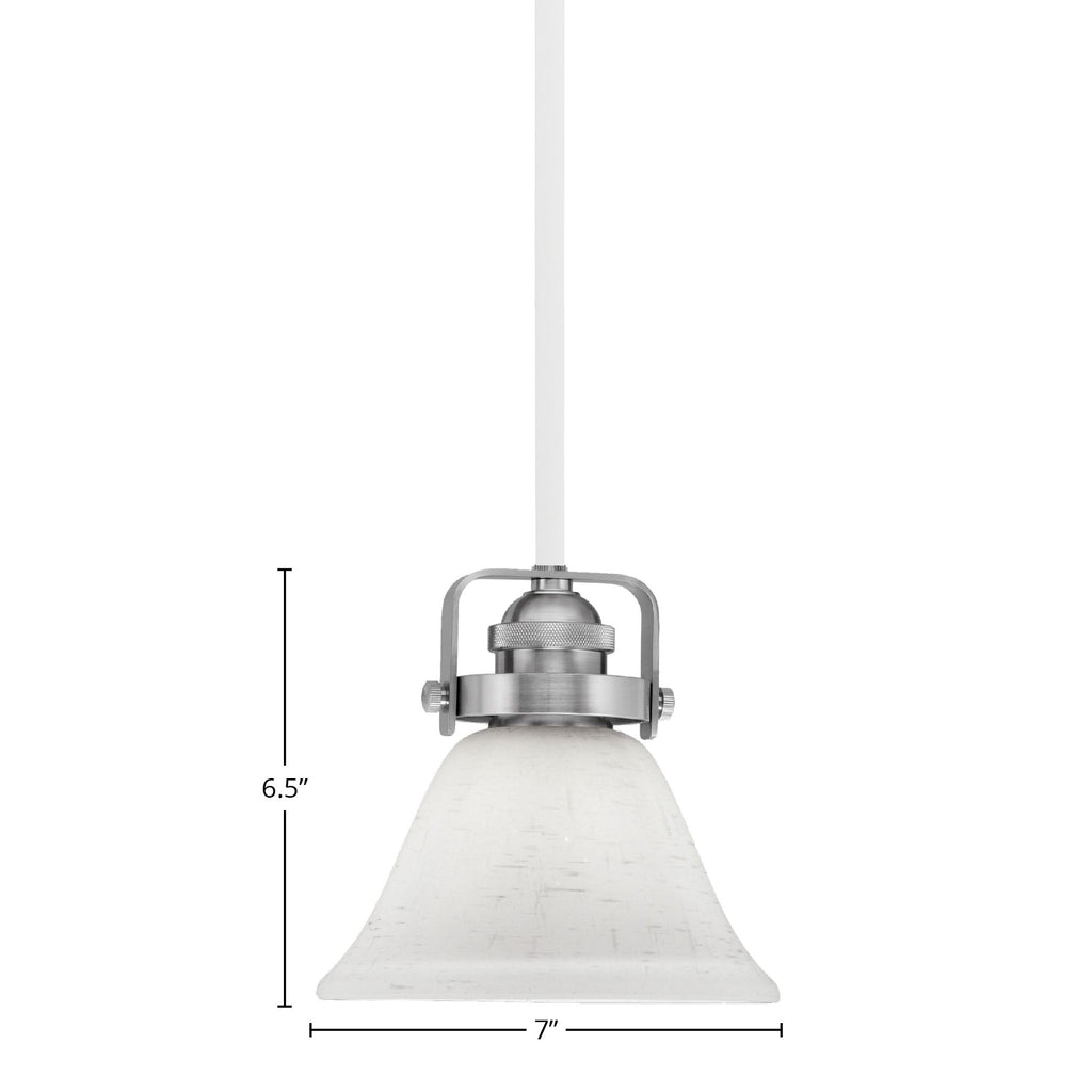 Easton One Light Mini Pendant in White & Brushed Nickel with 7" White Muslin Shade