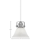 Easton One Light Mini Pendant in White & Brushed Nickel with 7" White Muslin Shade