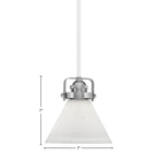 Easton One Light Mini Pendant in White & Brushed Nickel with 7" White Muslin Shade