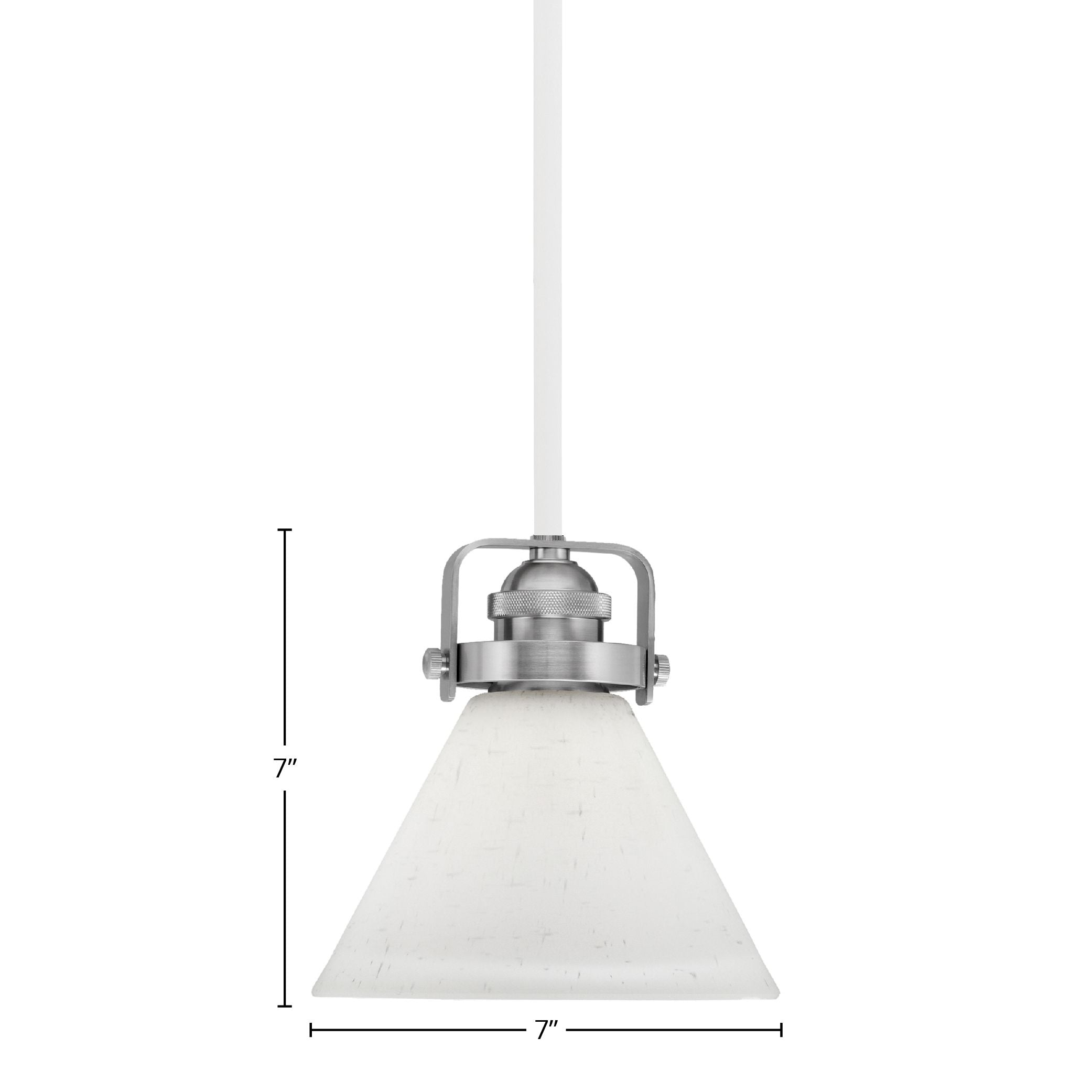 Easton One Light Mini Pendant in White & Brushed Nickel with 7" White Muslin Shade