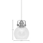 Easton One Light Mini Pendant in White & Brushed Nickel with 75" Clear Bubble Shade