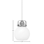 Easton One Light Mini Pendant in White & Brushed Nickel with 75" White Marble Shade
