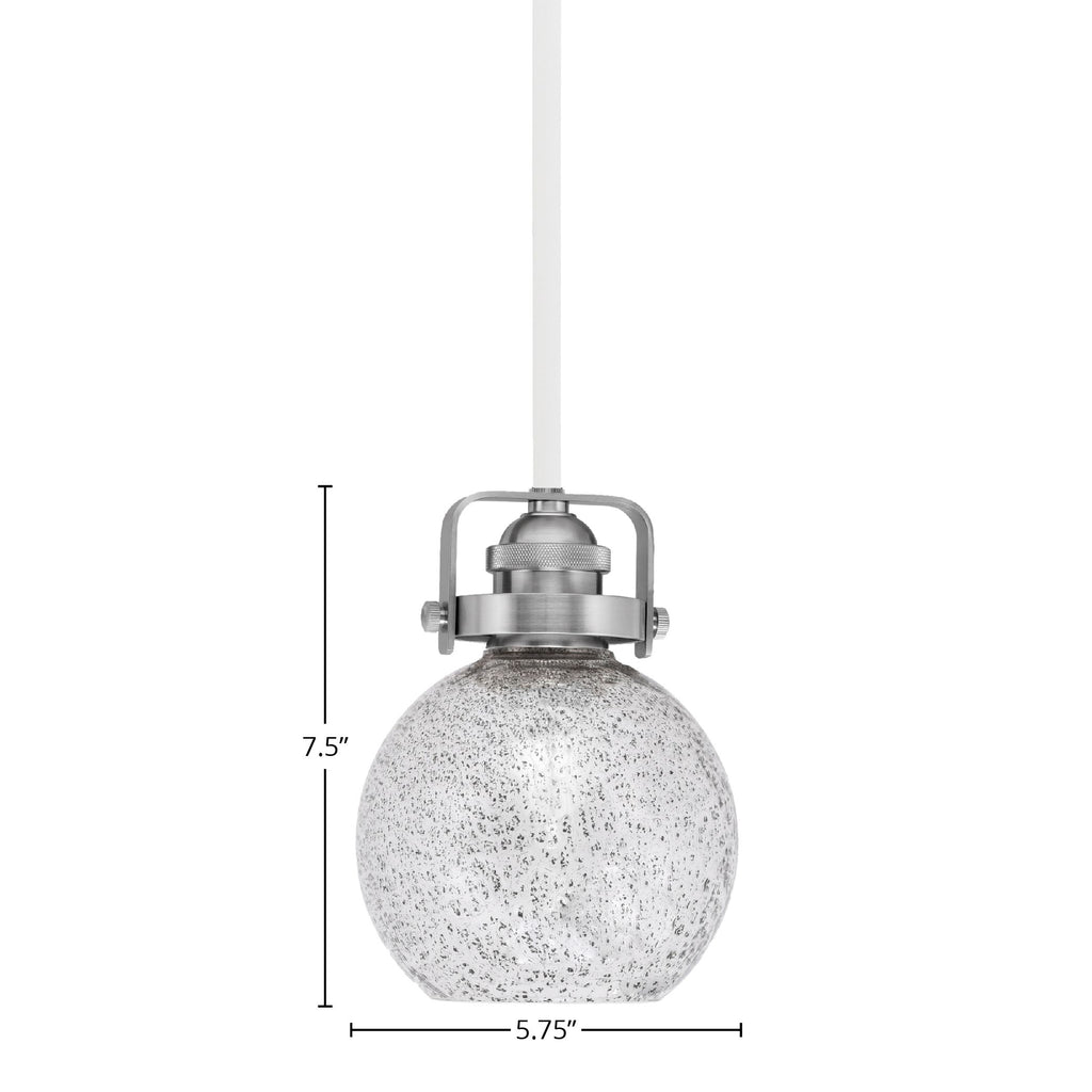 Easton One Light Mini Pendant in White & Brushed Nickel with 75" Smoke Bubble Shade