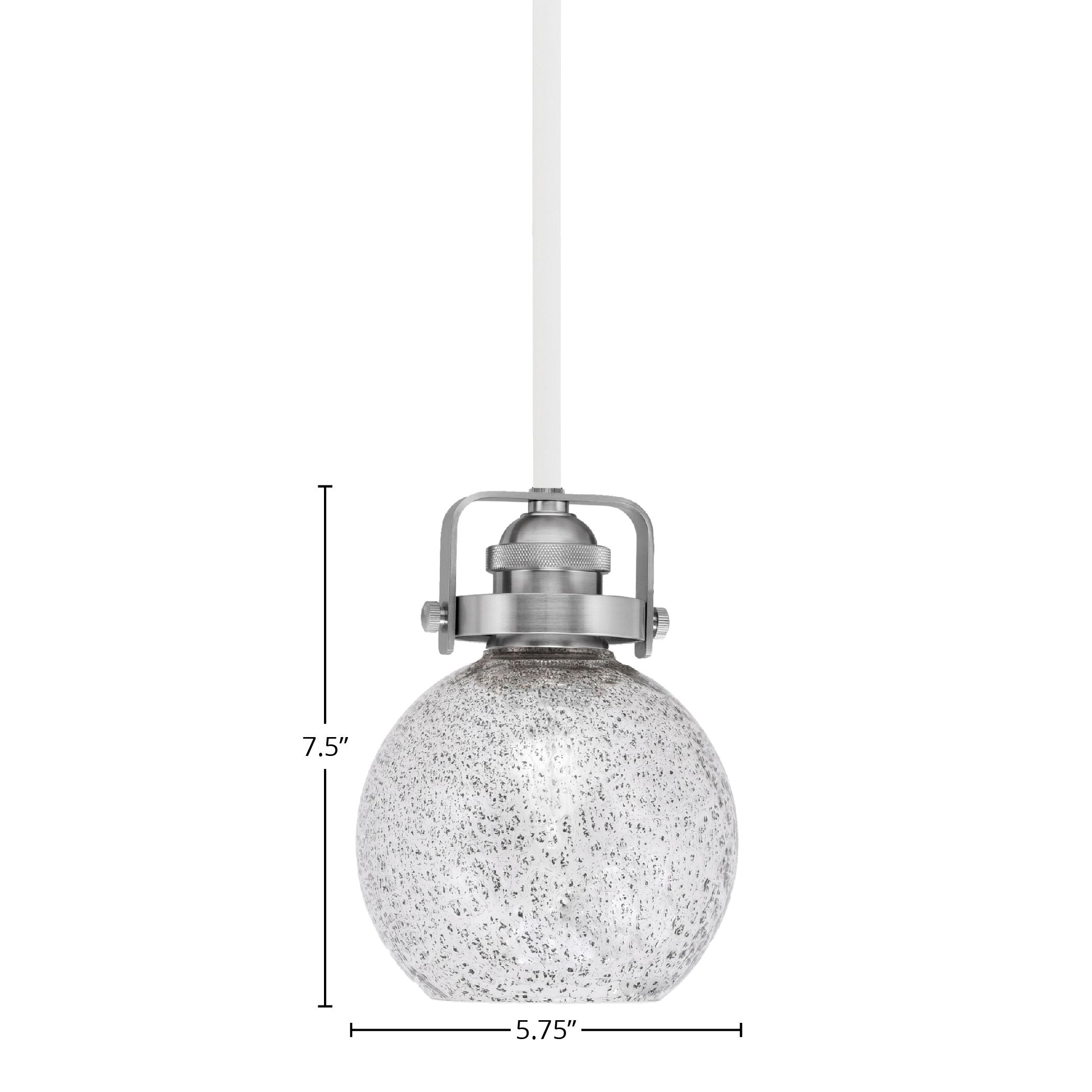 Easton One Light Mini Pendant in White & Brushed Nickel with 75" Smoke Bubble Shade