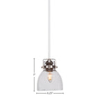 Easton One Light Mini Pendant in White & Brushed Nickel with 6" Clear Bubble Shade