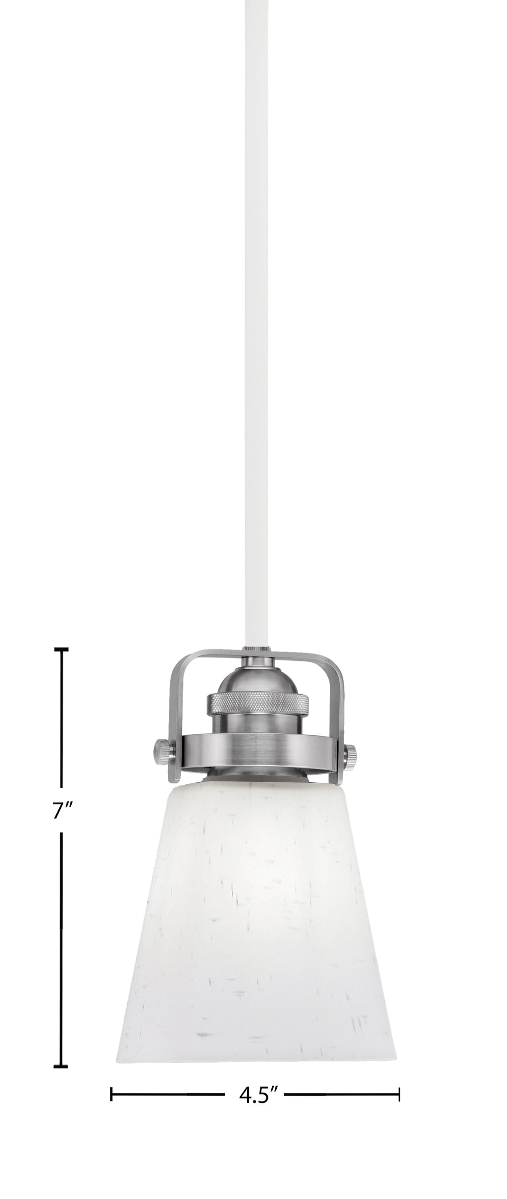 Easton One Light Mini Pendant in White & Brushed Nickel with 4.5" Square White Muslin Shade