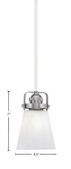 Easton One Light Mini Pendant in White & Brushed Nickel with 4.5" Square White Muslin Shade