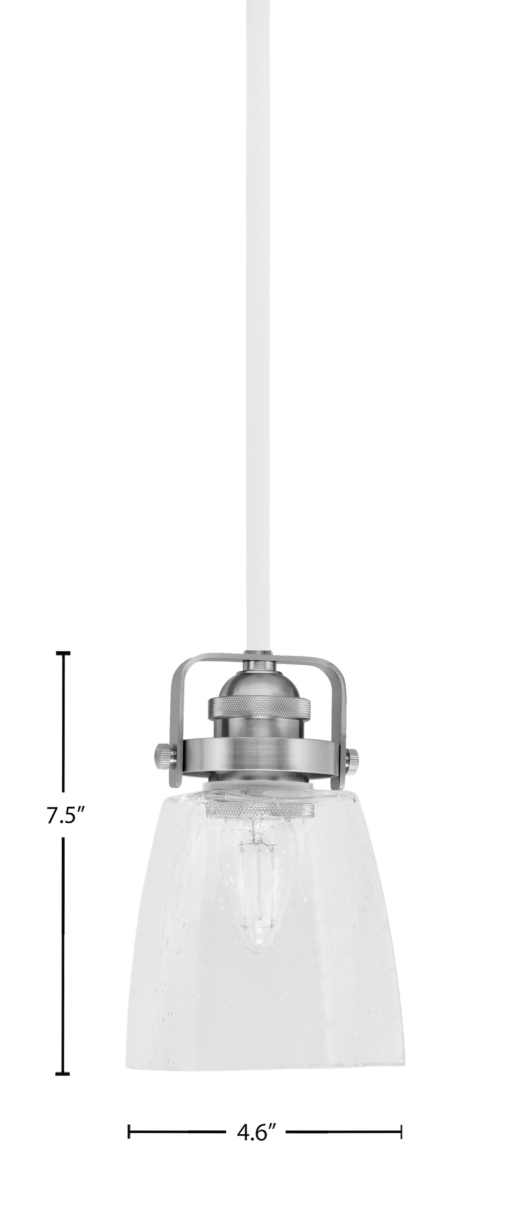 Easton One Light Mini Pendant in White & Brushed Nickel with 4.5" Square Clear Bubble Shade