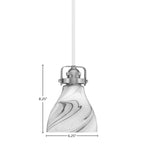 Easton One Light Mini Pendant in White & Brushed Nickel with 25" Onyx Swirl Shade