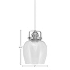 Easton One Light Mini Pendant in White & Brushed Nickel with 6" Clear Bubble Shade