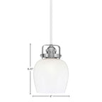 Easton One Light Mini Pendant in White & Brushed Nickel with 6" White Marble Shade