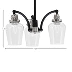 Easton Three Light Chandelier in Matte Black & Brushed Nickel with 5" Clear Bubble Shade