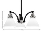 Easton Three Light Chandelier in Matte Black & Brushed Nickel with 7" White Muslin Shade