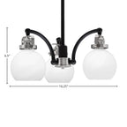 Easton Three Light Chandelier in Matte Black & Brushed Nickel with 75" White Marble Shade