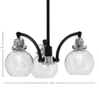 Easton Three Light Chandelier in Matte Black & Brushed Nickel with 75" Smoke Bubble Shade