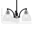 Easton Three Light Chandelier in Matte Black & Brushed Nickel with 6" Clear Bubble Shade