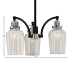 Easton Three Light Chandelier in Matte Black & Brushed Nickel with 5" Silver Textured Shade