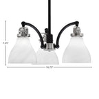 Easton Three Light Chandelier in Matte Black & Brushed Nickel with 25" White Marble Shade