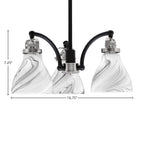 Easton Three Light Chandelier in Matte Black & Brushed Nickel with 25" Onyx Swirl Shade