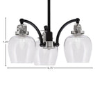 Easton Three Light Chandelier in Matte Black & Brushed Nickel with 6" Clear Bubble Shade