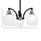 Easton Three Light Chandelier in Matte Black & Brushed Nickel with 6" White Marble Shade