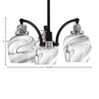 Easton Three Light Chandelier in Matte Black & Brushed Nickel with 6" Onyx Swirl Shade