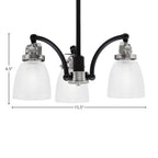 Easton Three Light Chandelier in Matte Black & Brushed Nickel with 5" Clear Ribbed Shade