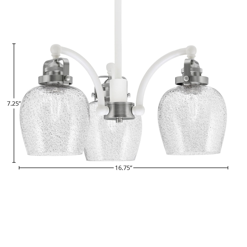 Easton Three Light Chandelier in White & Brushed Nickel with 6" Smoke Bubble Shade