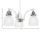 Easton Three Light Chandelier in White & Brushed Nickel with 5" Clear Ribbed Shade