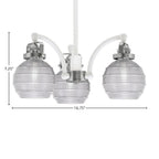 Easton Three Light Chandelier in White & Brushed Nickel with 6" Clear Ribbed Shade