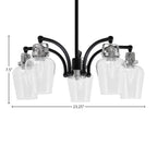 Easton Five Light Chandelier in Matte Black & Brushed Nickel with 5" Clear Bubble Shade