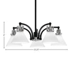 Easton Five Light Chandelier in Matte Black & Brushed Nickel with 7" White Muslin Shade