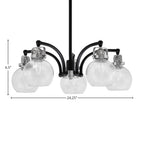 Easton Five Light Chandelier in Matte Black & Brushed Nickel with 7.5" Clear Bubble Shade