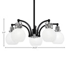 Easton Five Light Chandelier in Matte Black & Brushed Nickel with 7.5" White Marble Shade