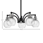 Easton Five Light Chandelier in Matte Black & Brushed Nickel with 7.5" Smoke Bubble Shade