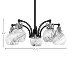 Easton Five Light Chandelier in Matte Black & Brushed Nickel with 7.5" Onyx Swirl Shade