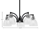 Easton Five Light Chandelier in Matte Black & Brushed Nickel with 6" Clear Bubble Shade