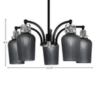 Easton Five Light Chandelier in Matte Black & Brushed Nickel with 5" Smoke Textured Shade