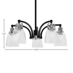 Easton Five Light Chandelier in Matte Black & Brushed Nickel with 4.5" Square Clear Bubble Shade