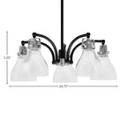 Easton Five Light Chandelier in Matte Black & Brushed Nickel with 6.25" Clear Bubble Shade