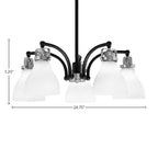 Easton Five Light Chandelier in Matte Black & Brushed Nickel with 6.25" White Marble Shade